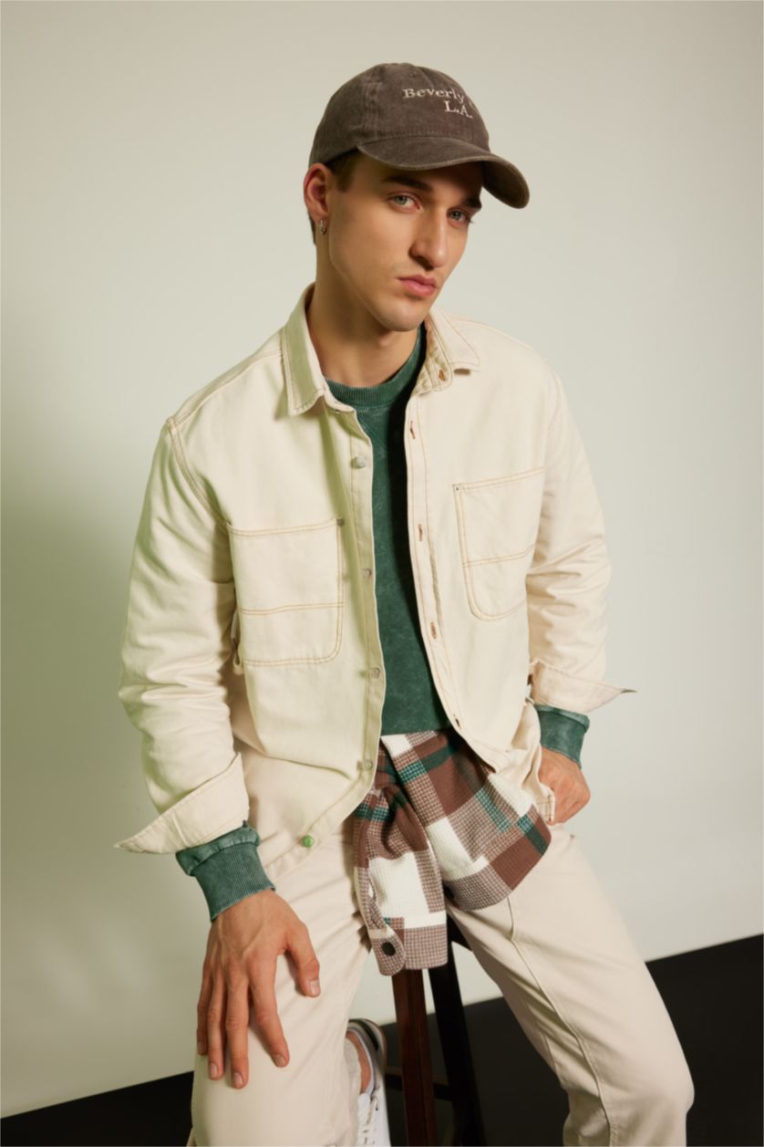 MAN Ecru Relax Fit Cotton Long Sleeve Shirt