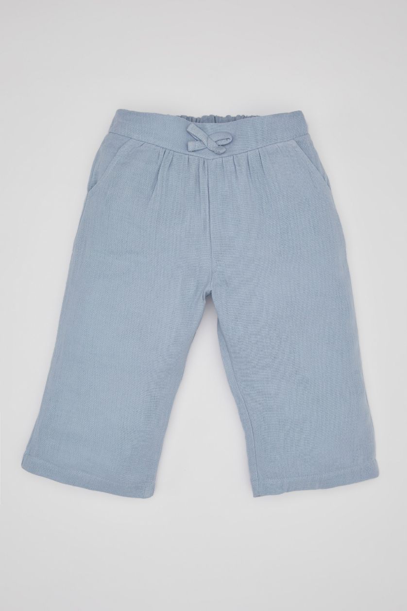 BÉBÉ FILLE BLEU Clair Pantalon Mousseline à Jambes Larges pour Bébé Fille