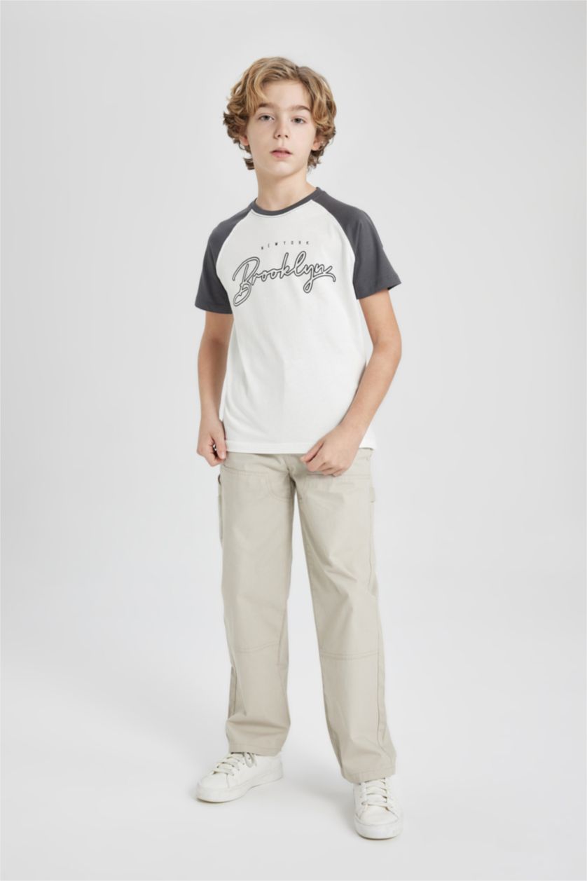 BOYS & TEENS White Boy Crew Neck Printed Short Sleeve T-Shirt