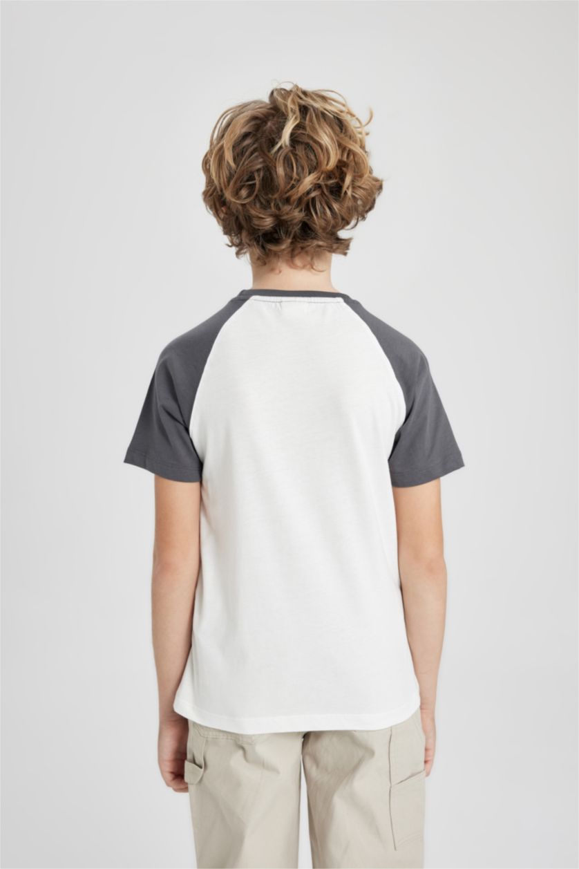 BOYS & TEENS White Boy Crew Neck Printed Short Sleeve T-Shirt