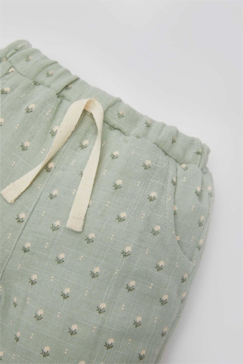BABY GIRL Light Green Baby Girl Floral Muslin Trousers