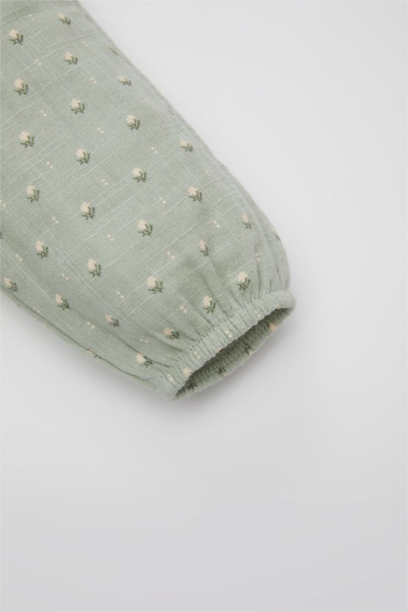 BABY GIRL Light Green Baby Girl Floral Muslin Trousers