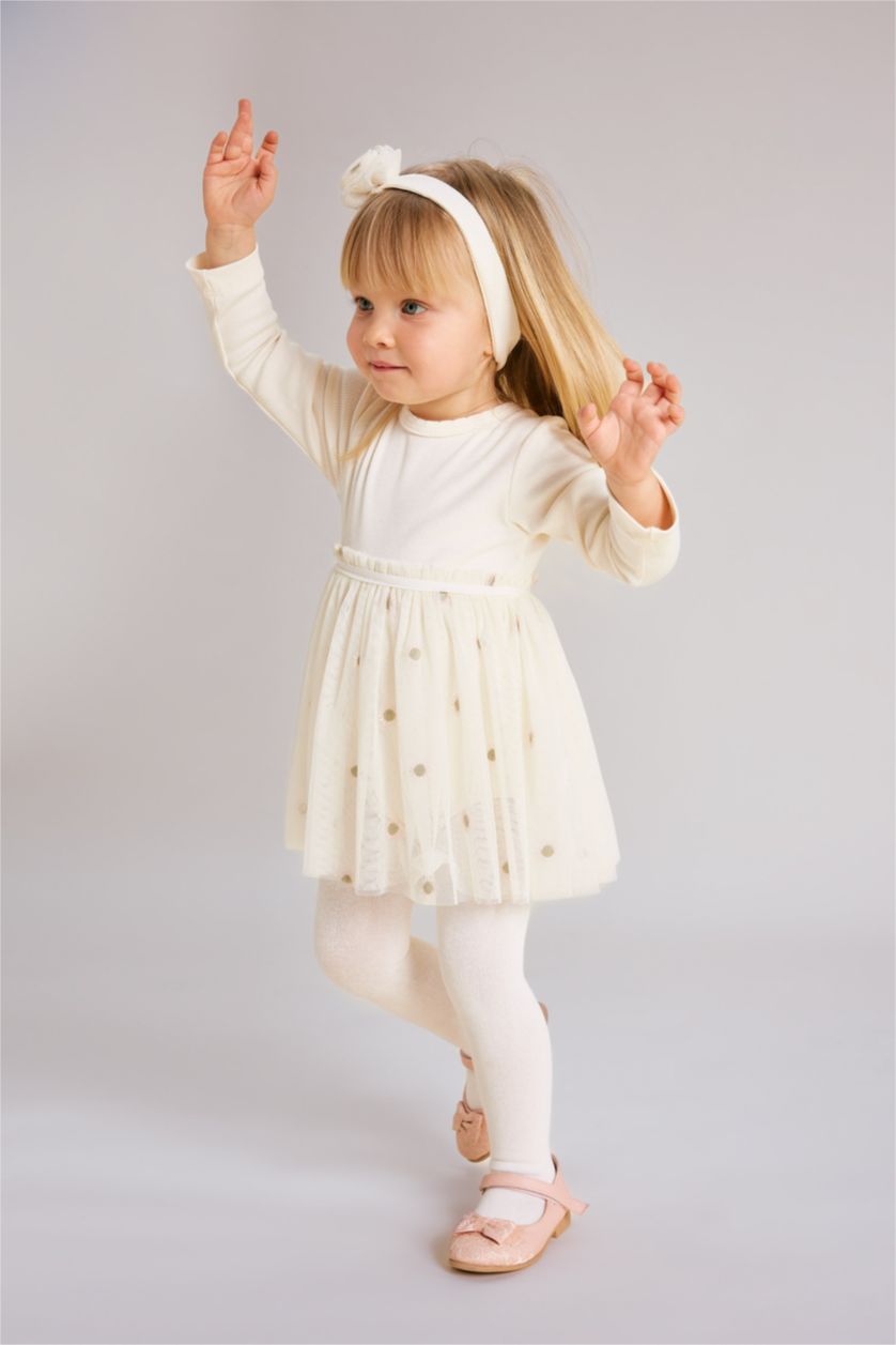 BABY GIRL White 3 piece Ribana Regular Fit Crew Neck Jumpsuit