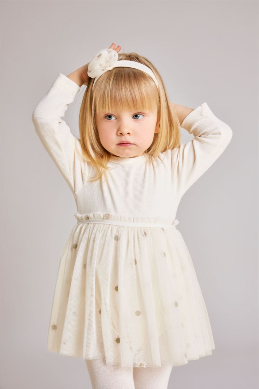 BABY GIRL White 3 piece Ribana Regular Fit Crew Neck Jumpsuit