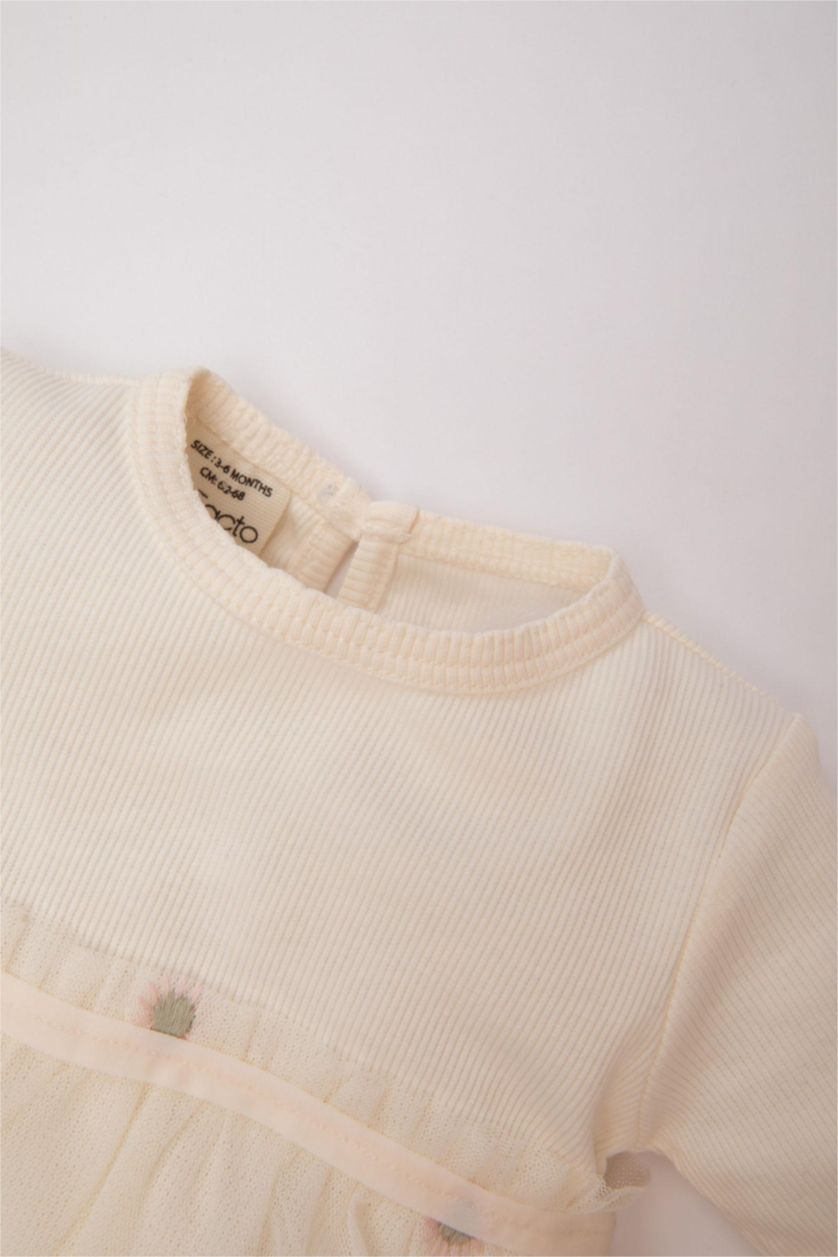 BABY GIRL White 3 piece Ribana Regular Fit Crew Neck Jumpsuit