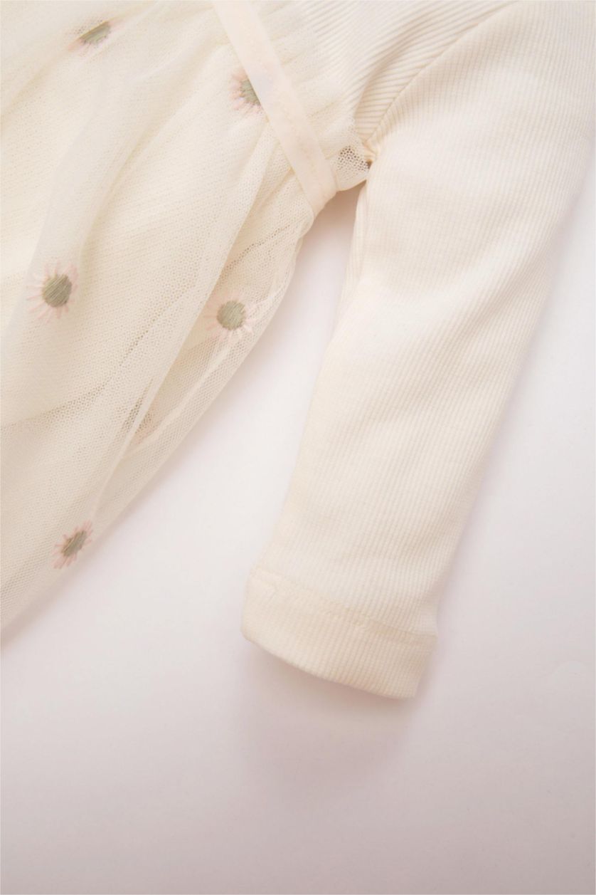 BABY GIRL White 3 piece Ribana Regular Fit Crew Neck Jumpsuit