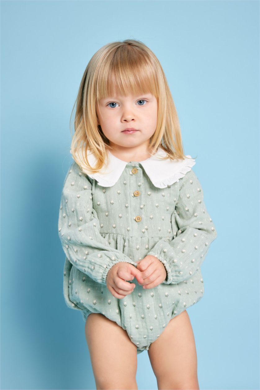 BÉBÉ FILLE Bleu Ensemble de Grenouillère à Motifs Floraux et Collants à Boutons-Pression pour Nouveau-Né