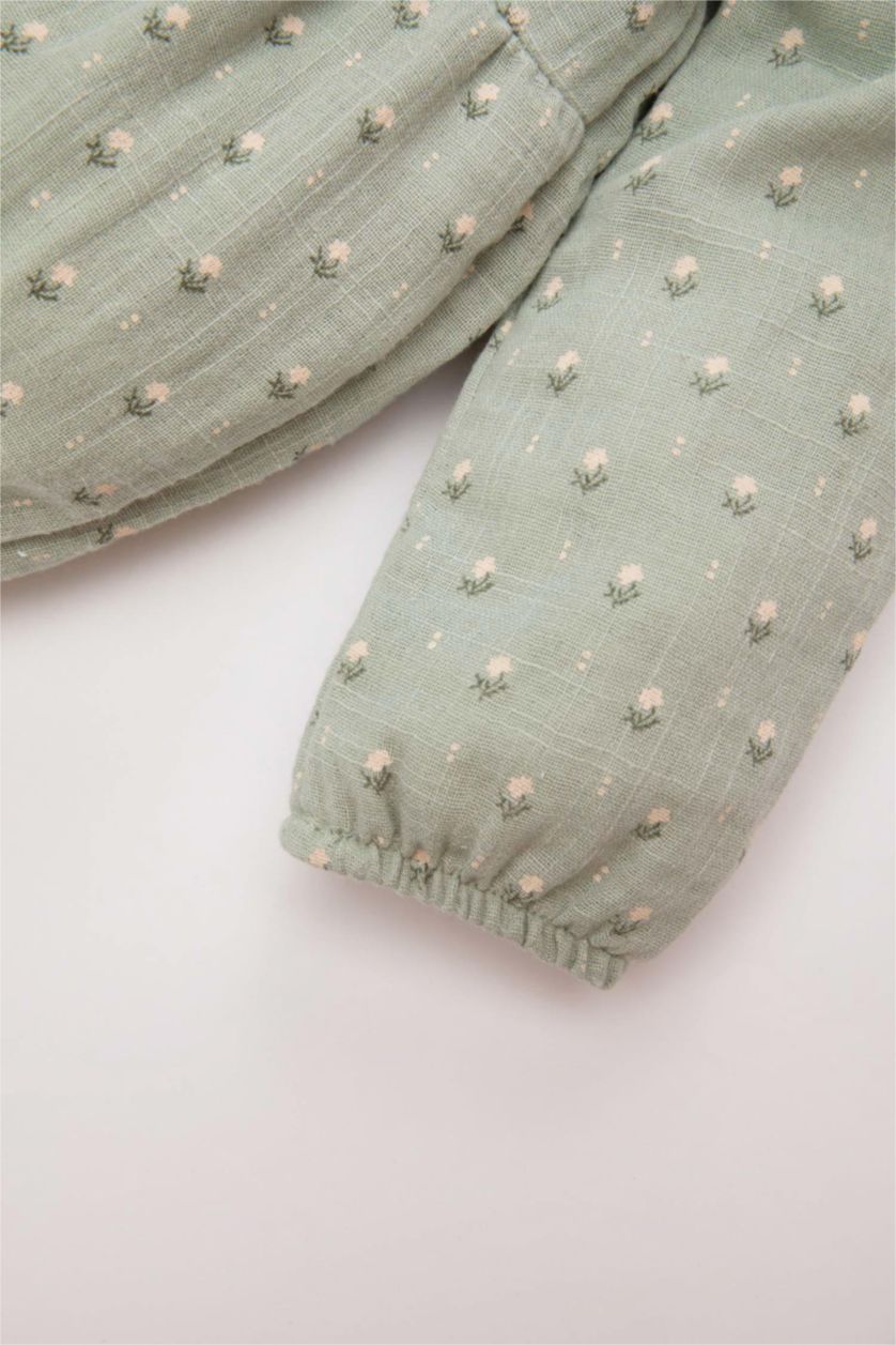 BÉBÉ FILLE Bleu Ensemble de Grenouillère à Motifs Floraux et Collants à Boutons-Pression pour Nouveau-Né