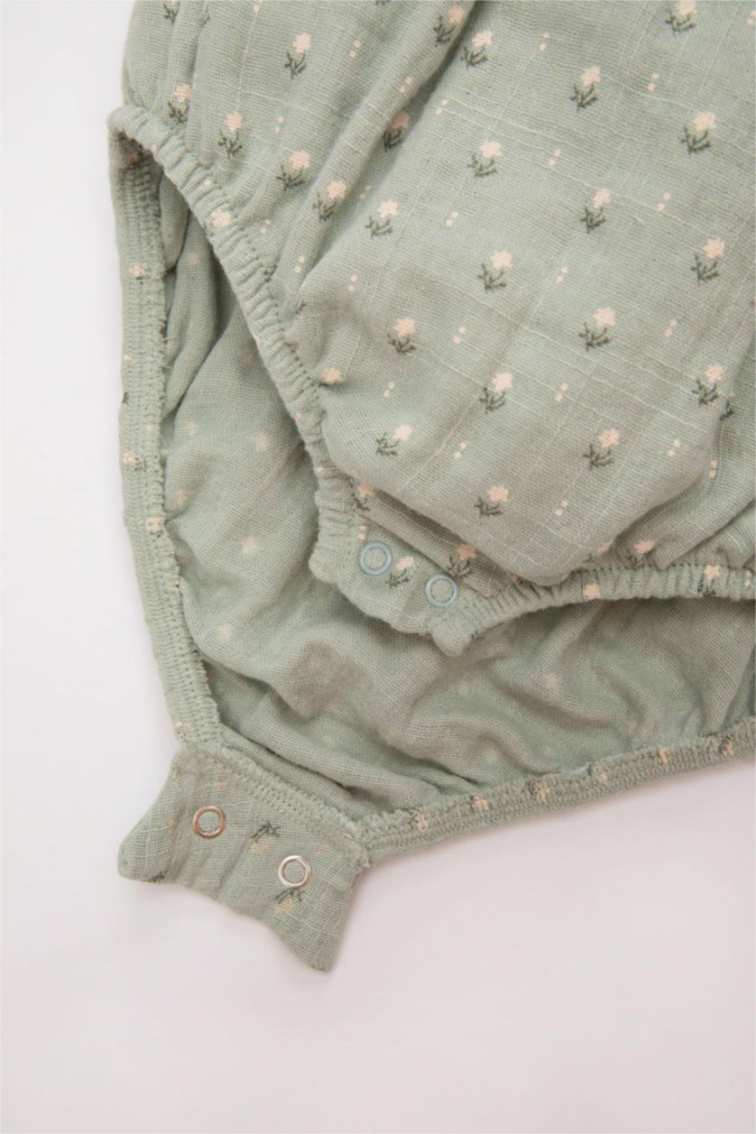 BÉBÉ FILLE Bleu Ensemble de Grenouillère à Motifs Floraux et Collants à Boutons-Pression pour Nouveau-Né