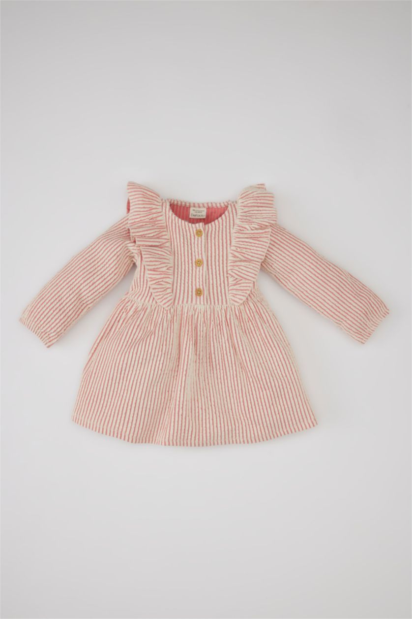 BABY GIRL Red Baby Girl Striped Linen Look Dress