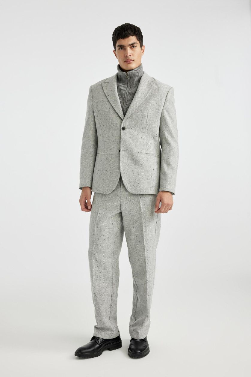 Man Grey Melange Wide Leg Wide Leg Trousers