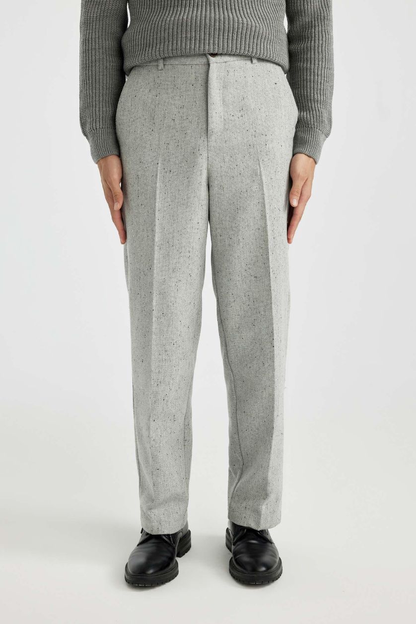 Man Grey Melange Wide Leg Wide Leg Trousers
