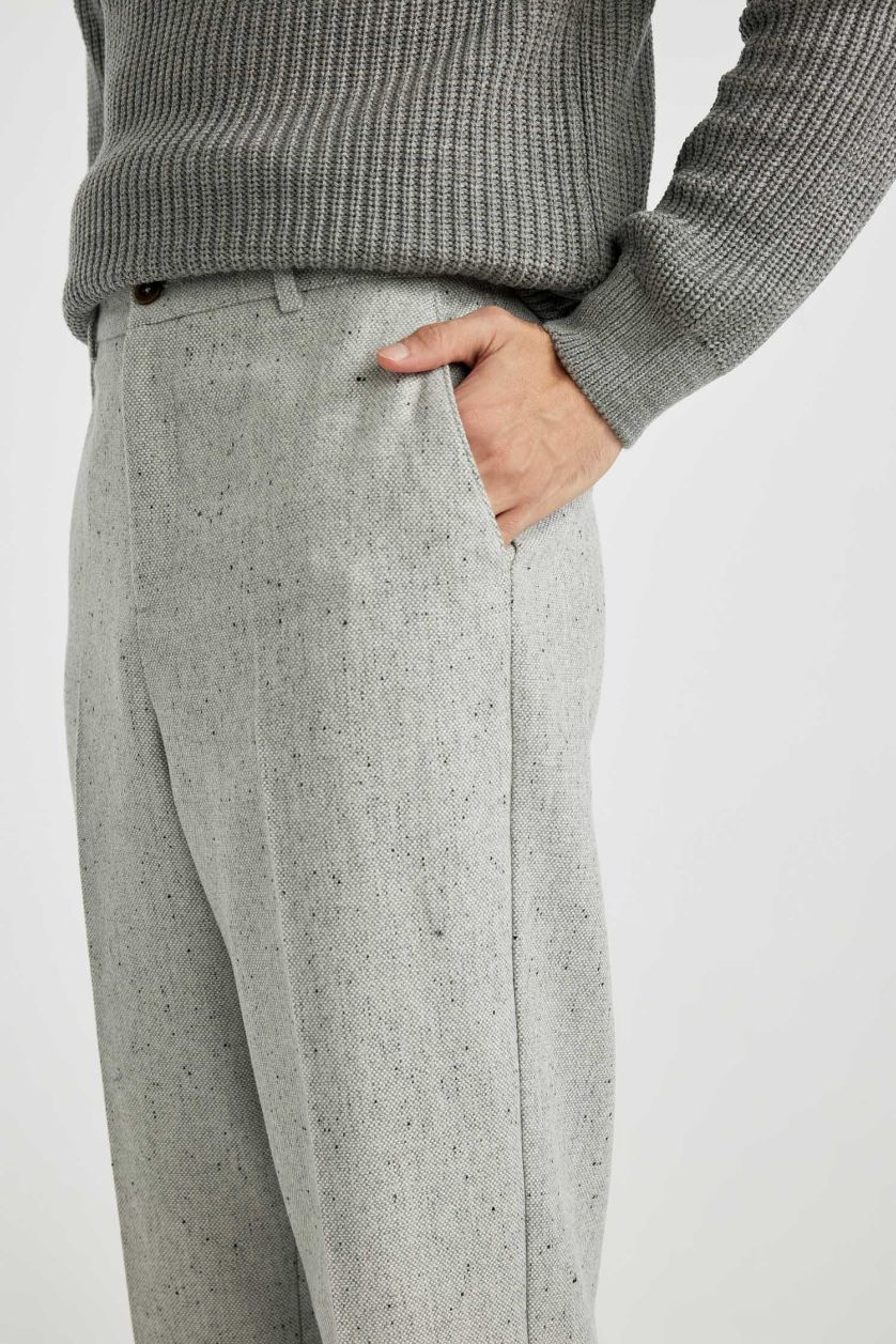 Man Grey Melange Wide Leg Wide Leg Trousers