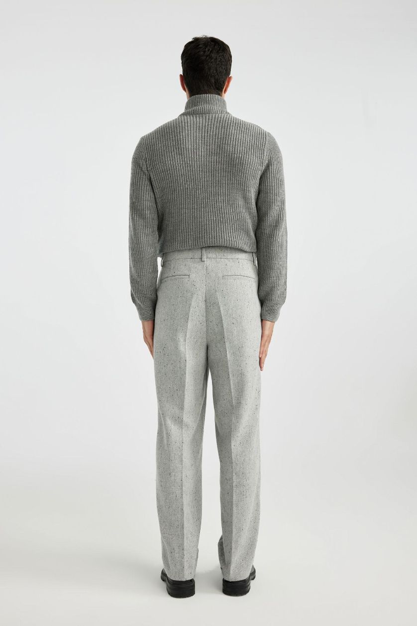 Man Grey Melange Wide Leg Wide Leg Trousers