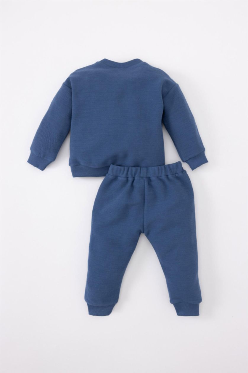 BABY BOY Indigo Baby Boy Patterned Waffle Sweatshirt Leggings 2 Piece Set