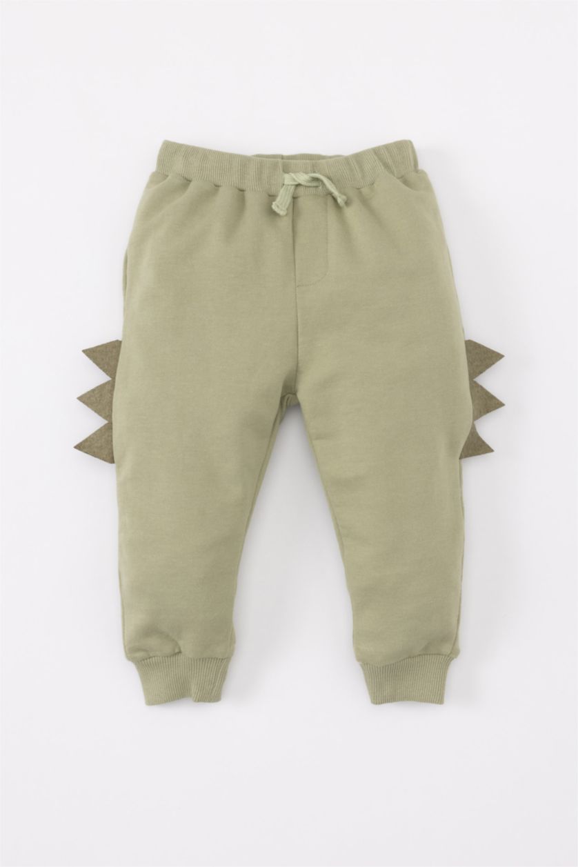 BABY BOY Light Khaki Baby Boy Dinosaur Printed Sweatshirt Sweatpants 2 Piece Set