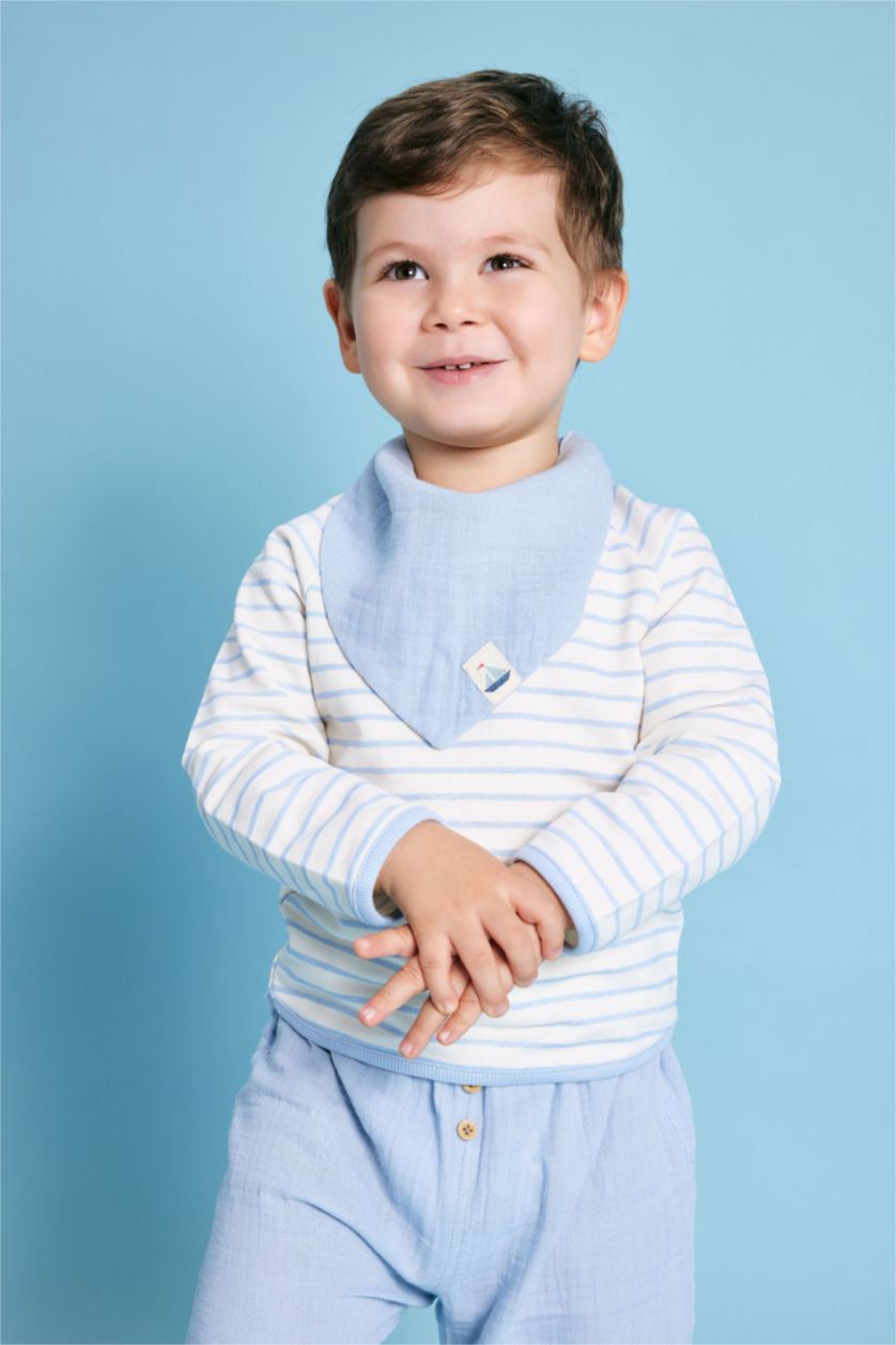 BÉBÉ GARÇON BLEU Clair Ensemble De T-Shirt à Manches Longues, Bavoir et pantalon Pour Bébé Garçon