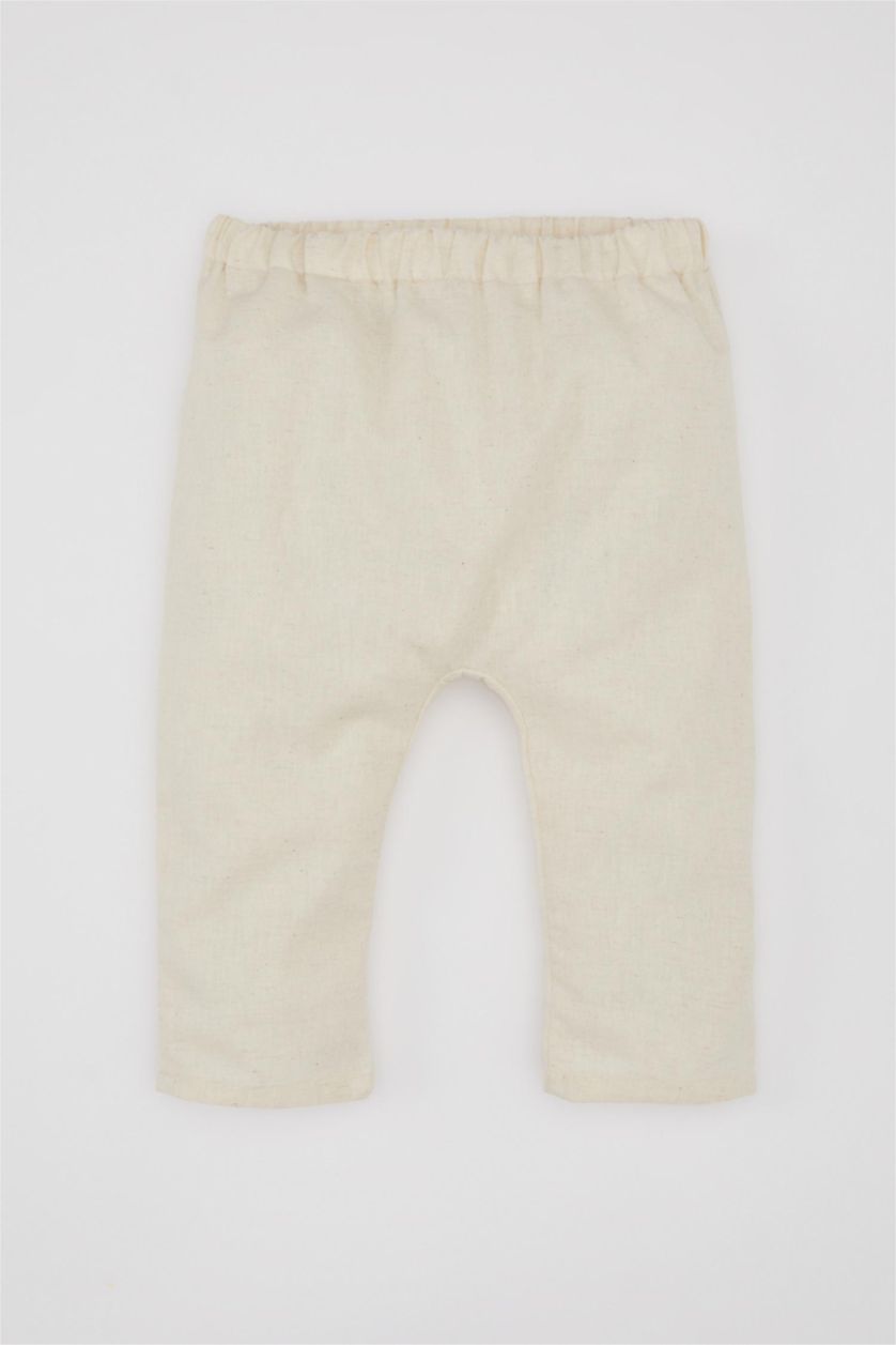 BÉBÉ GARÇON Blanc Ensemble pour Bébé Garçon de Body à Manches Longues, Pantalon en Lin à Boutons-Pression et Gilet - 3 Pièces