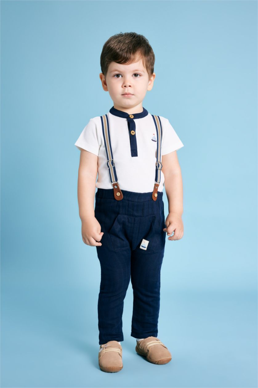 BABY BOY NAVY Baby Boy Muslin Trousers 2 Piece Set