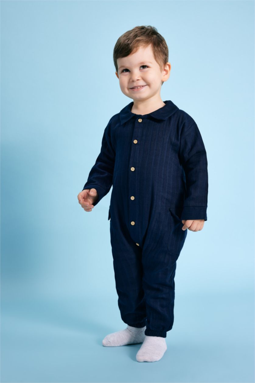 BABY GIRL NAVY Baby Boy Newborn Muslin Jumpsuit