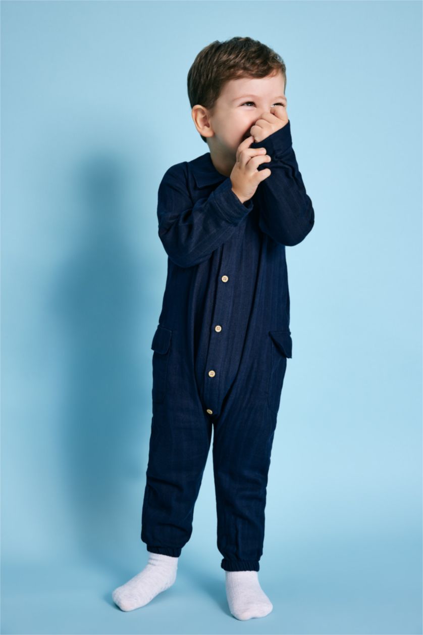 BABY GIRL NAVY Baby Boy Newborn Muslin Jumpsuit