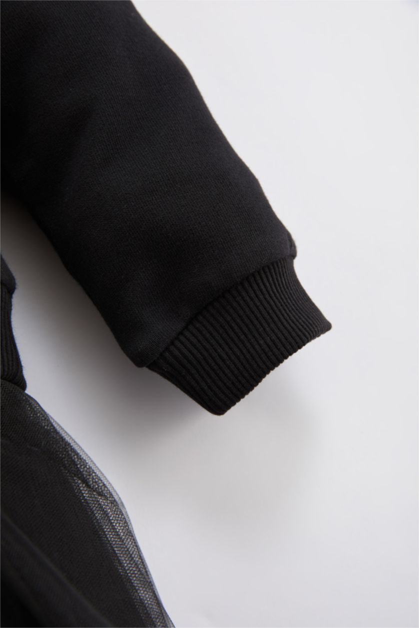 BABY GIRL Black Regular Fit Slogan Long Sleeve Knitted Dress