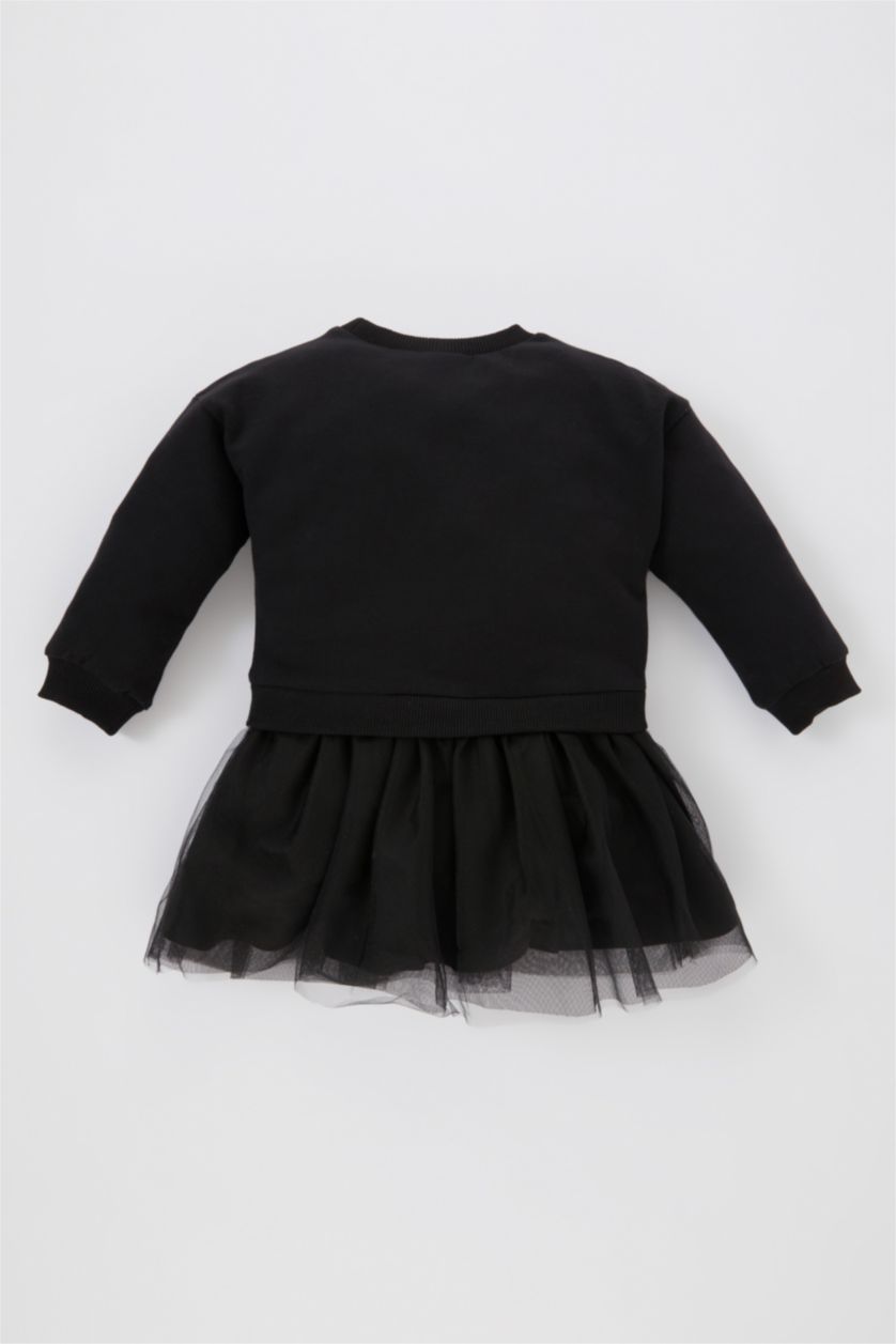 BABY GIRL Black Regular Fit Slogan Long Sleeve Knitted Dress