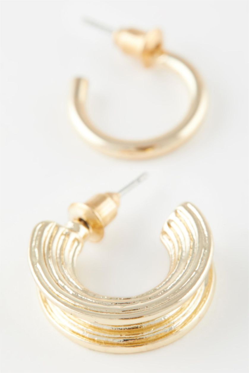 WOMAN GOLD Woman 2 Piece Gold Hoop Earrings