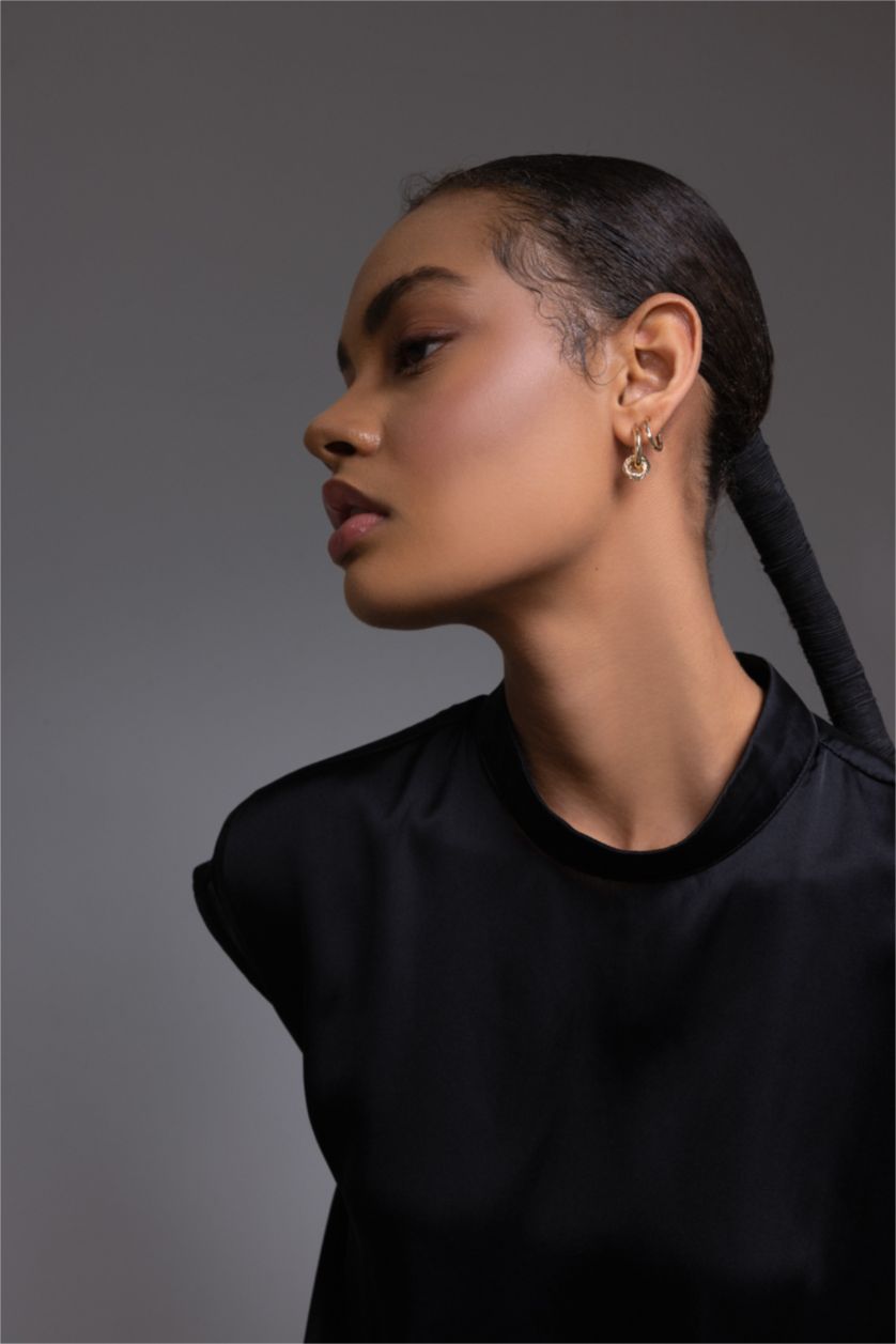 Kadın Altın Kadın 2'li Gold Halka Küpe