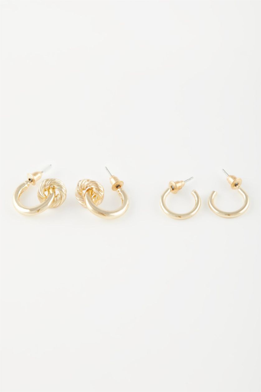 Kadın Altın Kadın 2'li Gold Halka Küpe