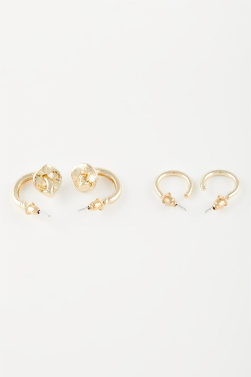 Kadın Altın Kadın 2'li Gold Halka Küpe