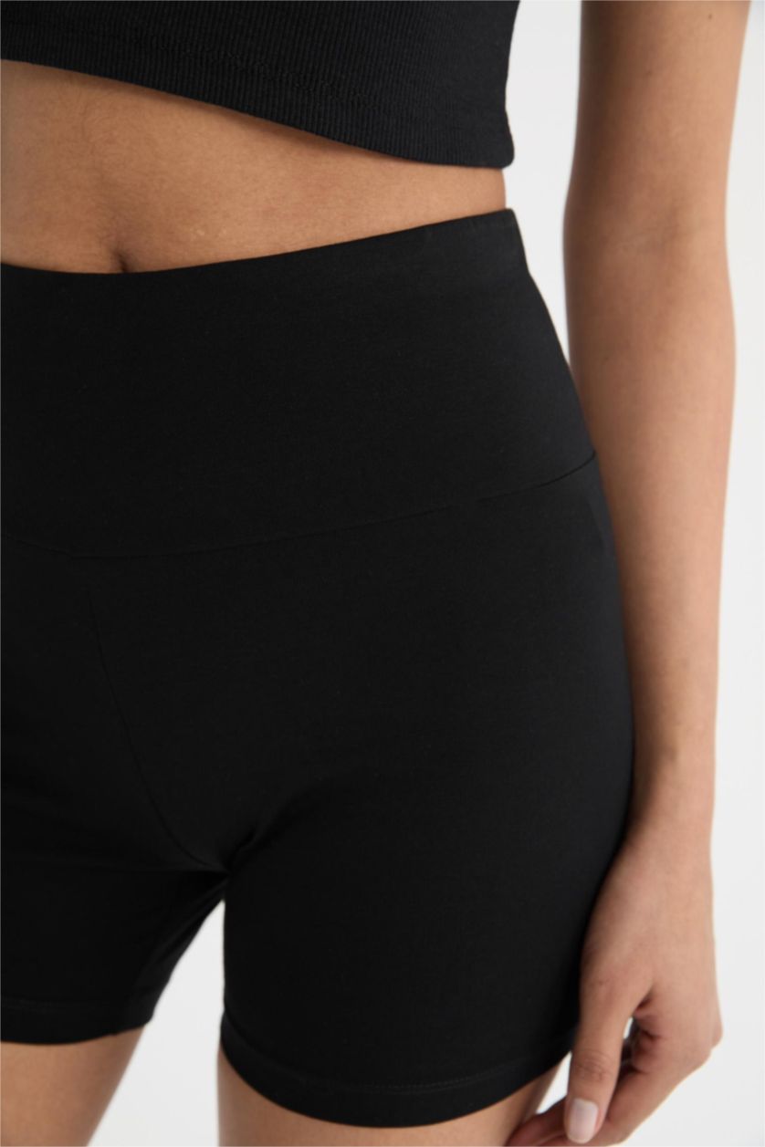 Kadın Siyah Biker Beli Saran Sporcu Tayt