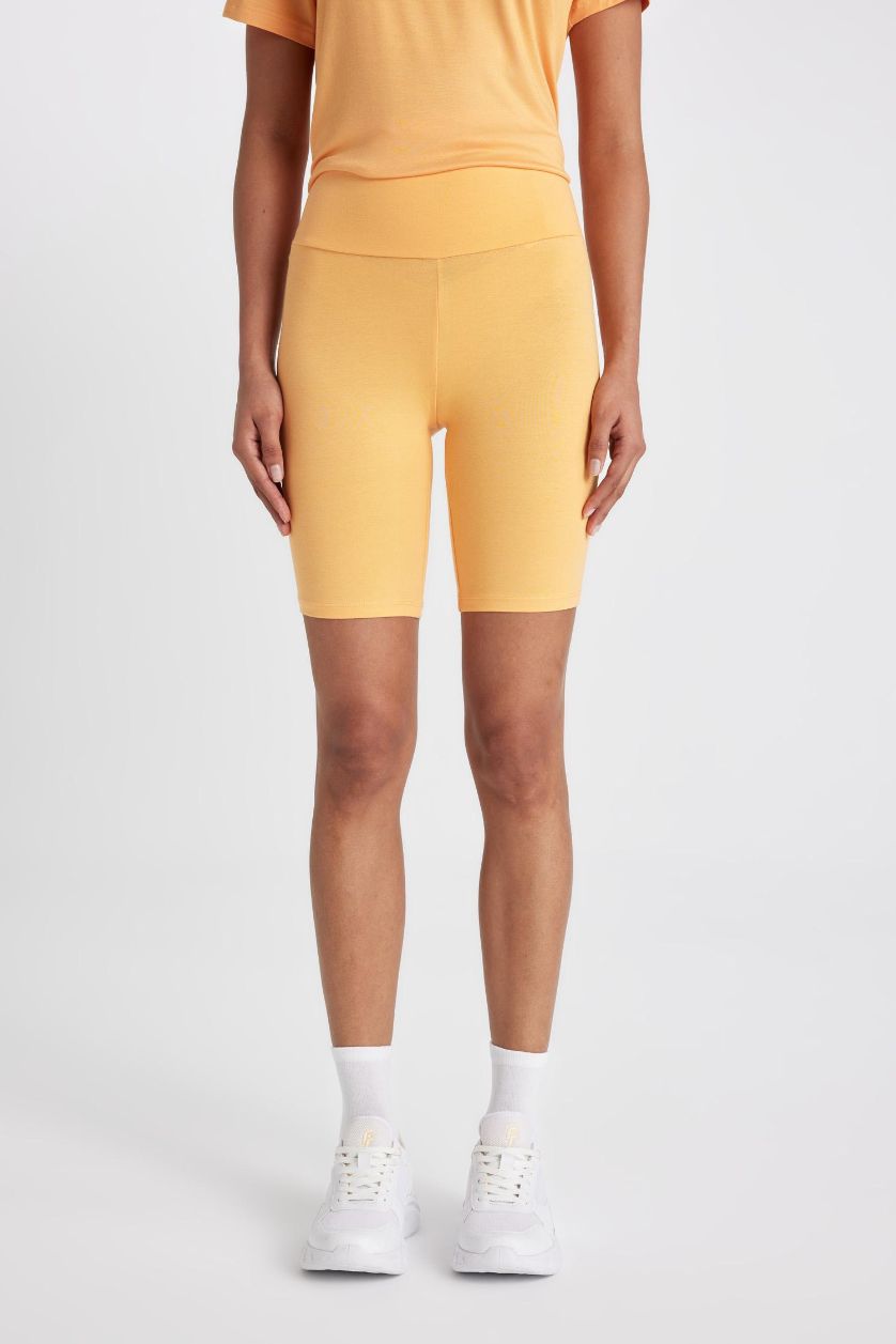 Woman Light Orange DeFactoFit Biker Waist Wrap Leggings