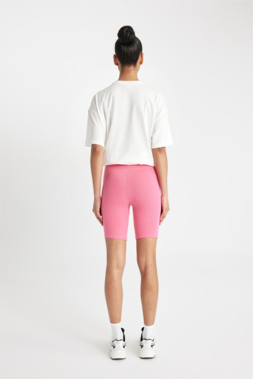 Kadın Pembe Biker Beli Saran Sporcu Tayt