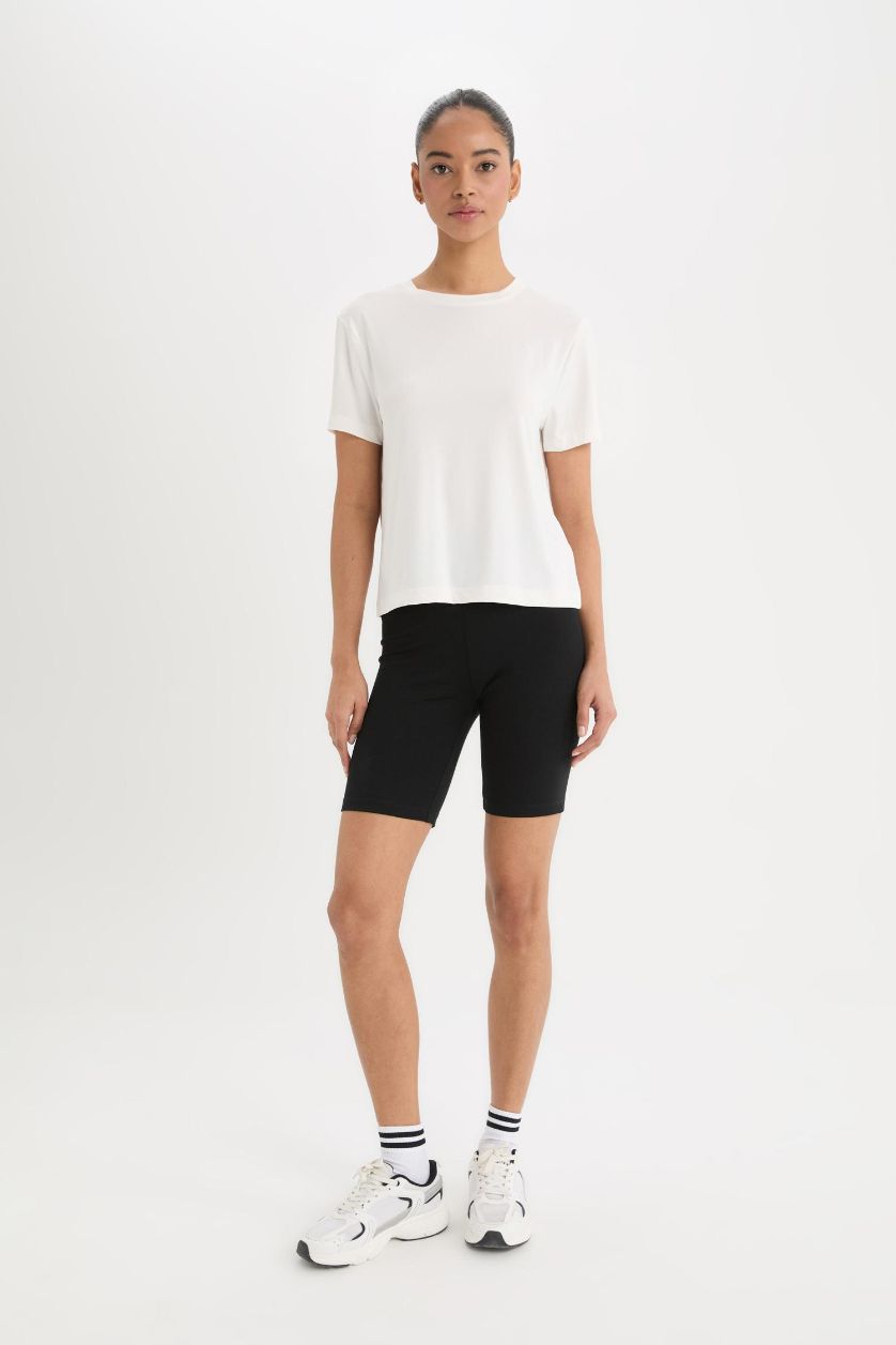 WOMAN Black DeFactoFit Biker Waist Wrapping Sports Leggings