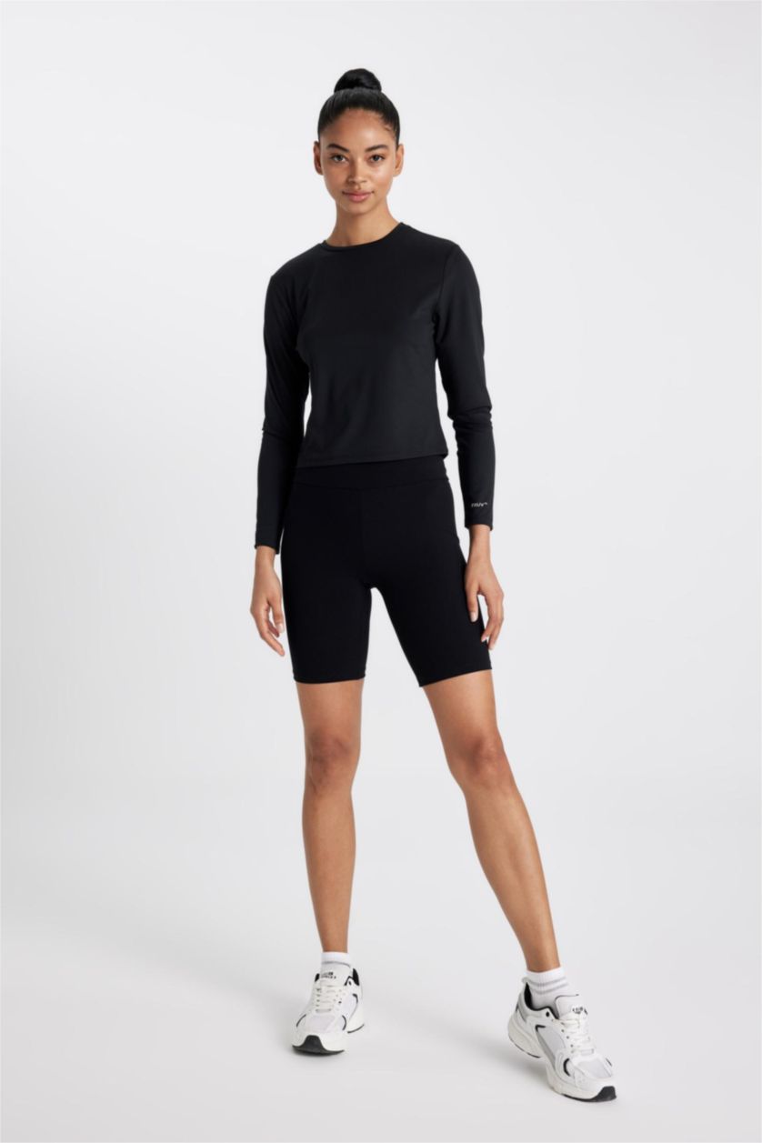 WOMAN Black DeFactoFit Biker Waist Wrap Leggings