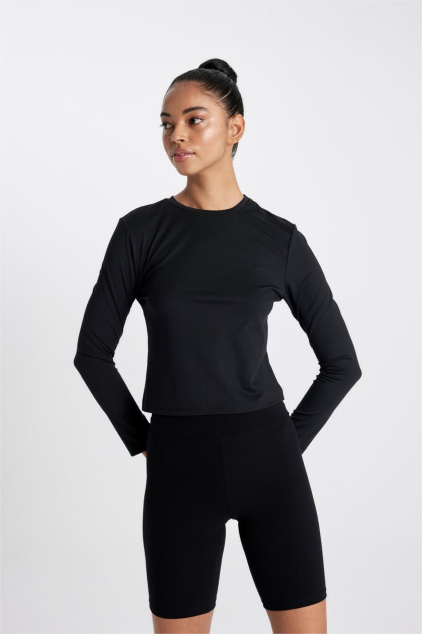 WOMAN Black DeFactoFit Biker Waist Wrap Leggings