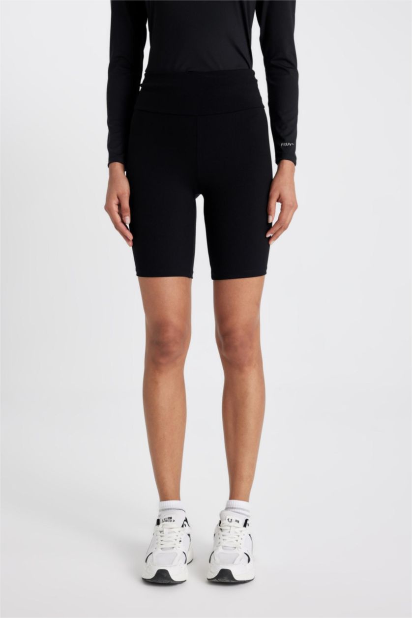 WOMAN Black DeFactoFit Biker Waist Wrap Leggings