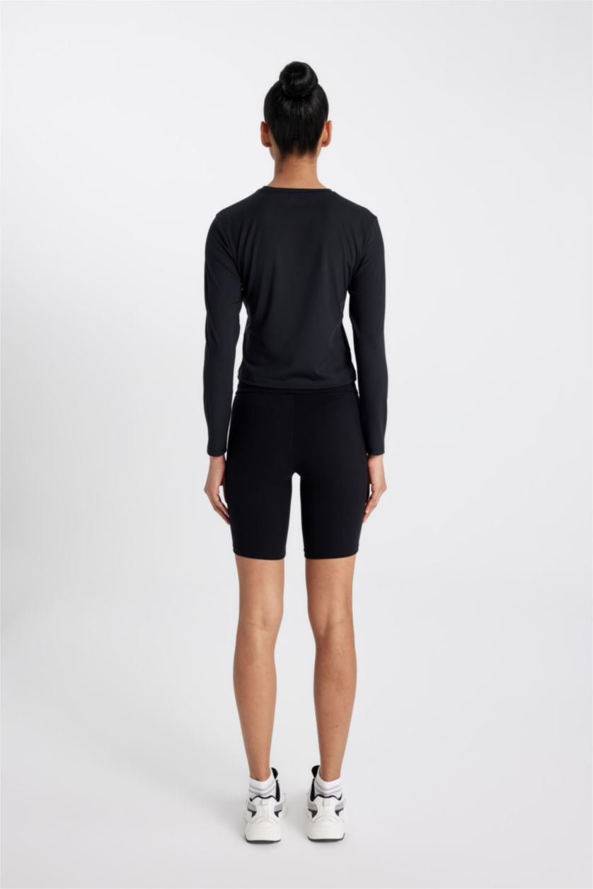 WOMAN Black DeFactoFit Biker Waist Wrap Leggings