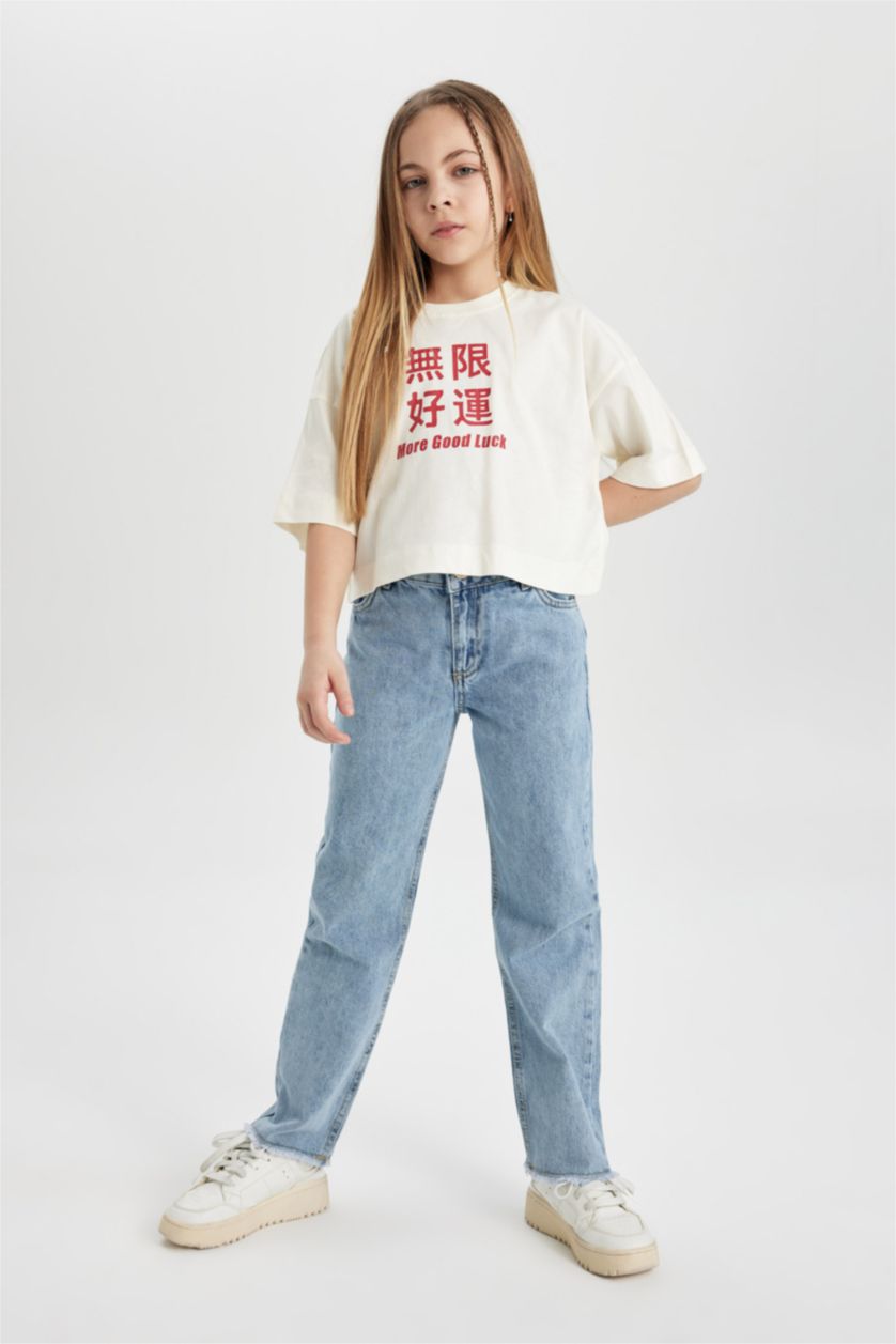 GIRLS & TEENS White Girl Printed Short Sleeve Crop T-Shirt