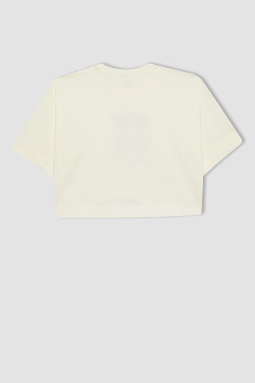 GIRLS & TEENS White Girl Printed Short Sleeve Crop T-Shirt