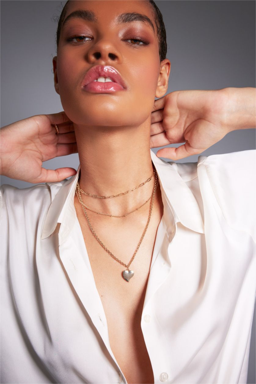 Woman Altın Woman Heart Detailed Gold Necklace