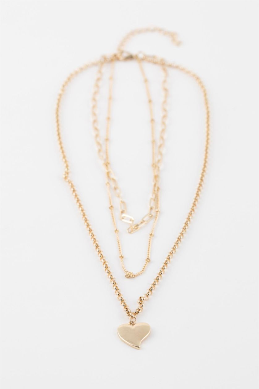 Woman Altın Woman Heart Detailed Gold Necklace