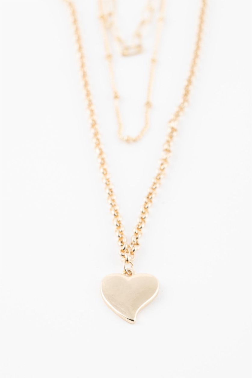 Woman Altın Woman Heart Detailed Gold Necklace