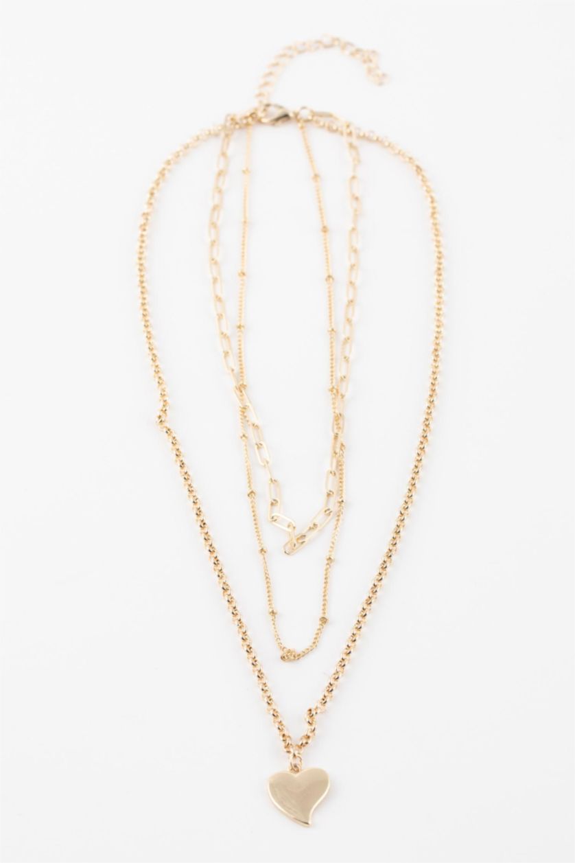 Woman Altın Woman Heart Detailed Gold Necklace