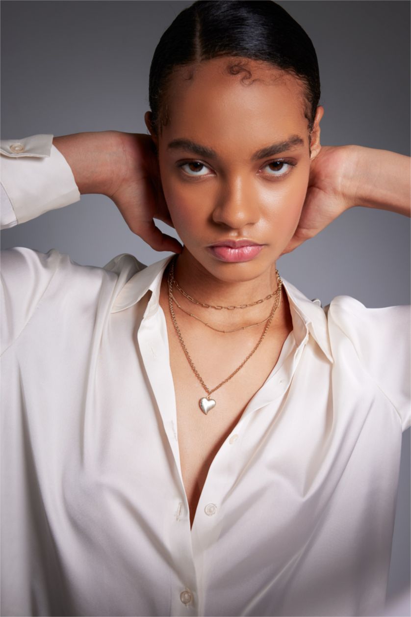 Woman Altın Woman Heart Detailed Gold Necklace