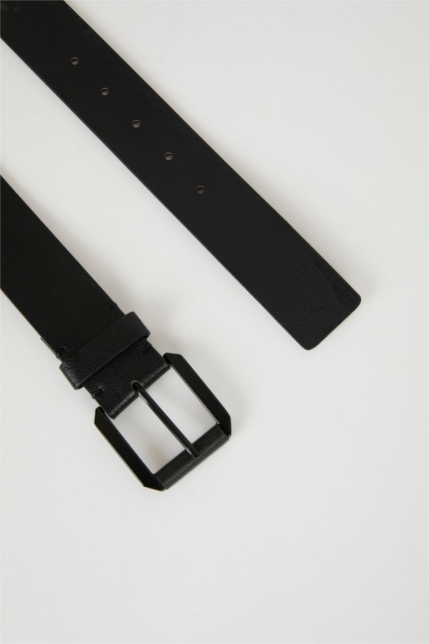 Erkek Siyah Erkek Suni Deri Jean Kemeri