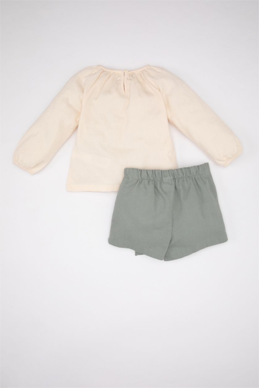 BÉBÉ FILLE Vert Clair Ensemble De Blouse, Short et Jupe Gabardine avec Chaussettes pour Bébé Fille - 3 Pièces