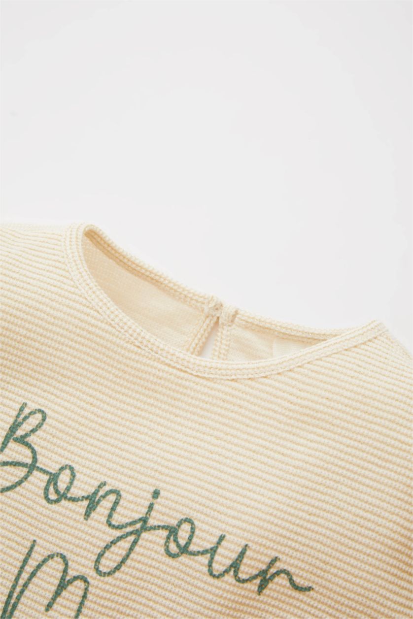 BABY GIRL Ecru Baby Girl Crew Neck Slogan Printed T-Shirt