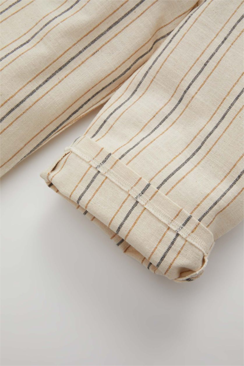 BÉBÉ FILLE Écru Pantalon rayé en Popeline Coupe Régulière pour Bébé Fille